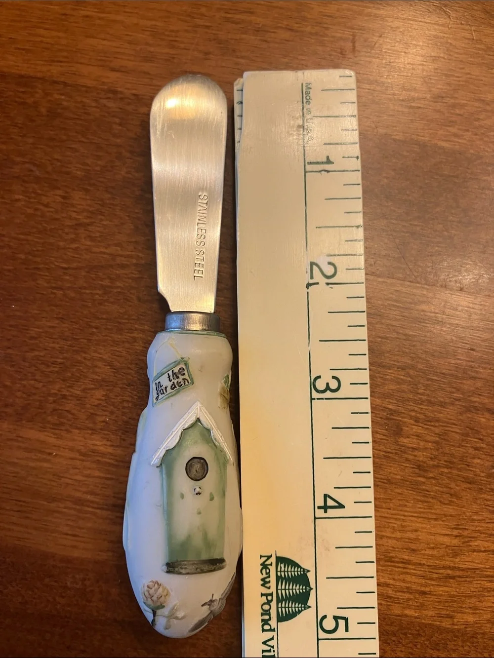 Pfaltzgraff Naturewood small spreader cheese knife stainless steel + ceramic